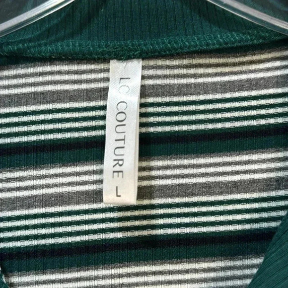 LC Couture Long Sleeve Striped V-Neck Shirt - Size L - Picture 4 of 9